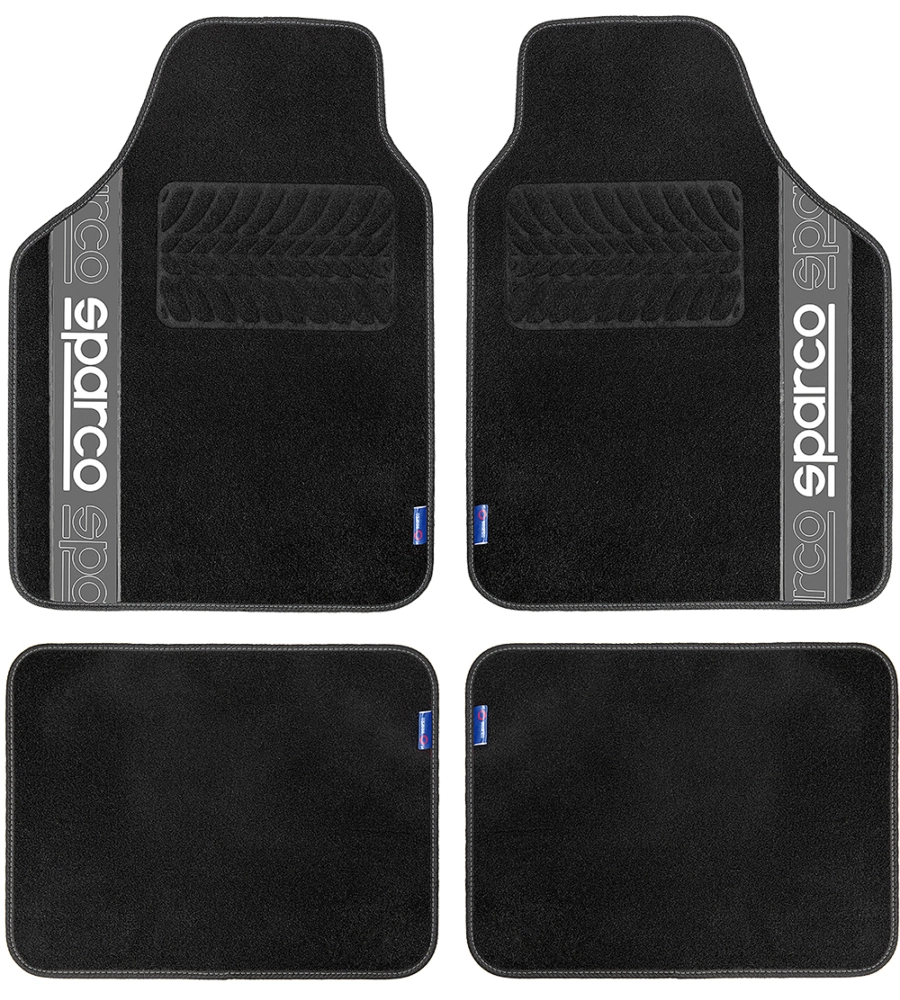 Set 4 tappetini neri e grigi per auto sparco in moquette